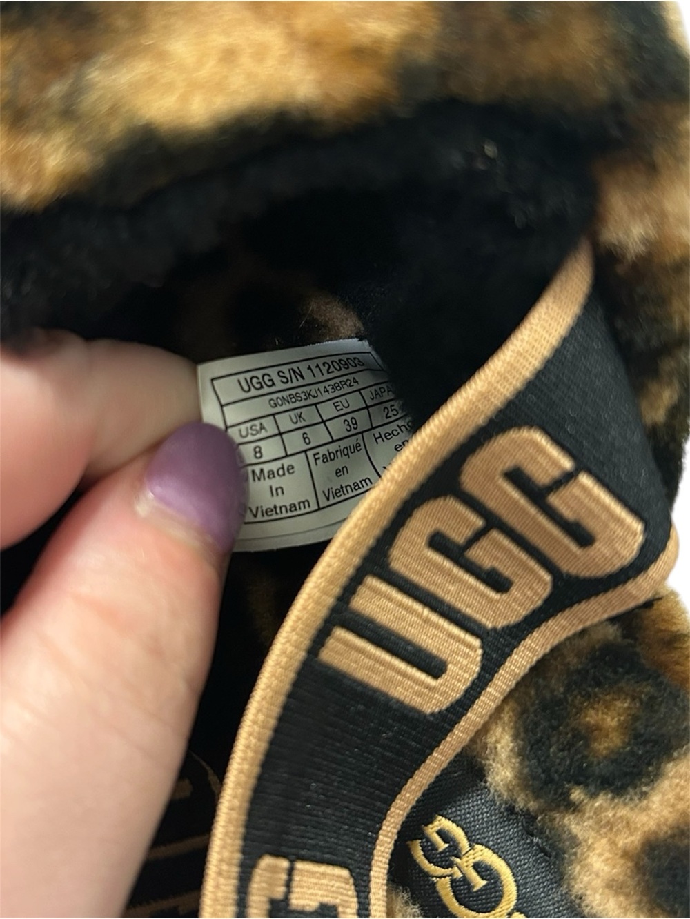 UGG Leopard Print Fluffy Slingback Slippers Women’s Size 8 - Picture 4 of 6